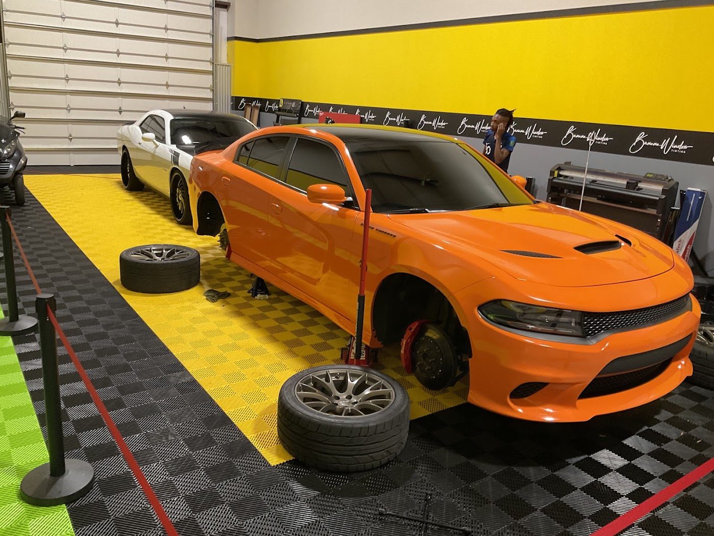 Orange Charger in the shop