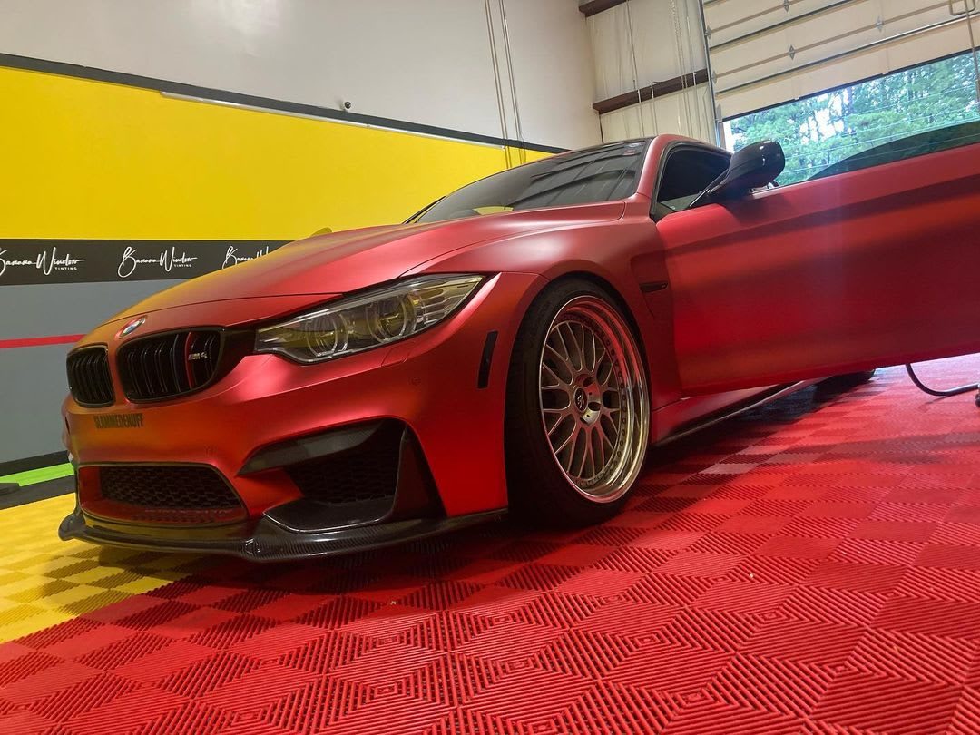 Red BMW M4 after tint